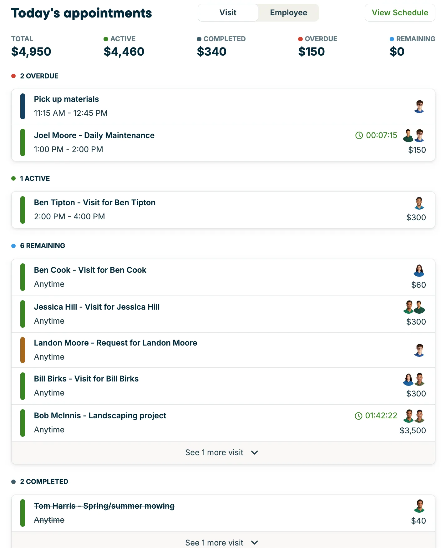 Jobber dashboard screenshot